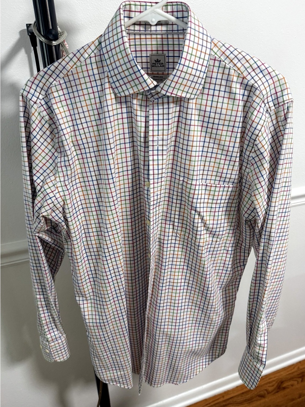 Peter Millar Windowpane Button Down Shirt Mens M Multicolor Plaid